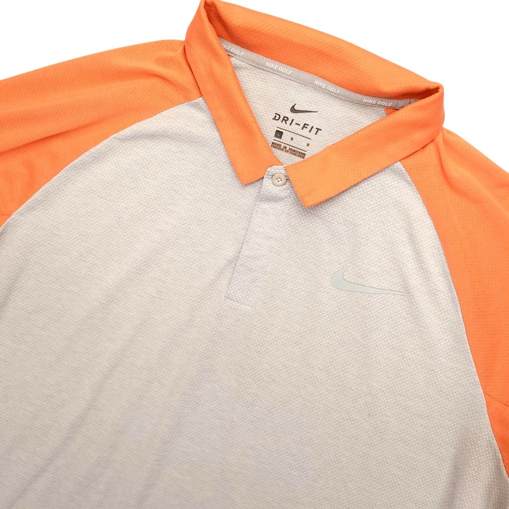 Nike Golf Dri-FIT Polo Shirt Mens Large Gray Orange Golf Performance Stretch Top